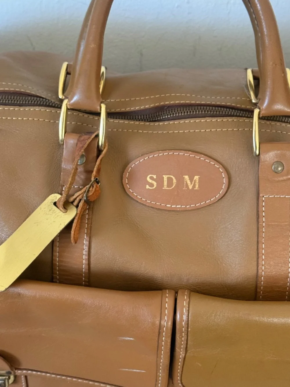 FRENCH California Leather Weekender Duffle Bag Tan Leather Travel Bag